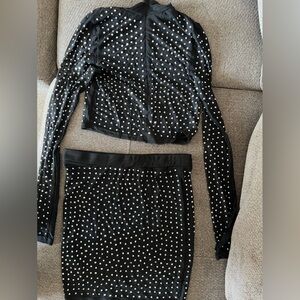 SHEER RHINESTONE TWO PIECE SET